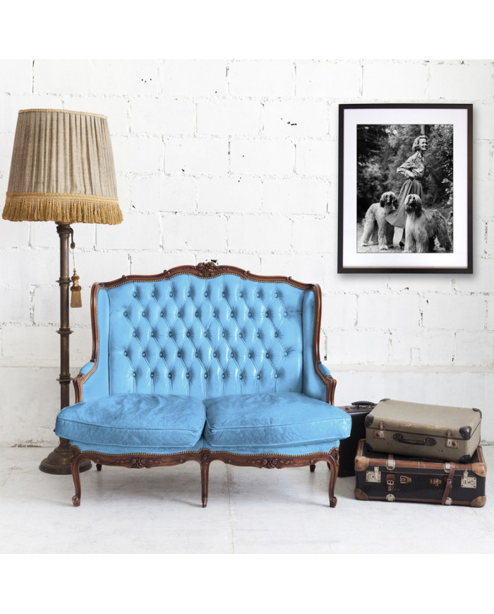 Woman with two afghans dogs,1957