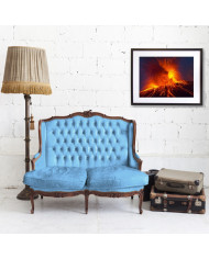 Erupción del volcan Stromboli, Isla Eolia, Sicilia, Italia