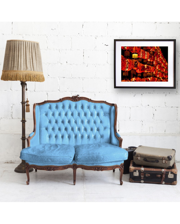 Lámparas chinas en un mercado de Hong Kong, China