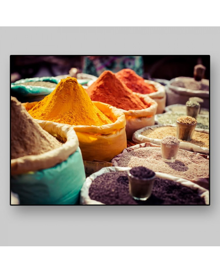 Mercado local con especias, India