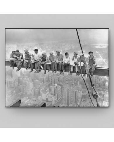 Construction workers resting on a steel beam, Manhattan