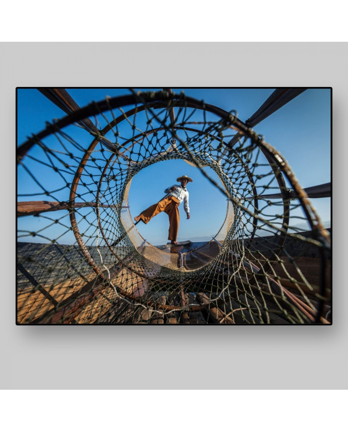 Pescador brimano, lago Inle, Brimania