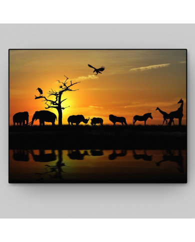 Siluetas de animales en el Parque Nacional de Moremi y Chobe, Botswana Siluetas de animales en el Parque Nacional de Moremi y Chobe, Botswana