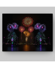 Fuegos artificiales en la Bahía de San Francisco, USA