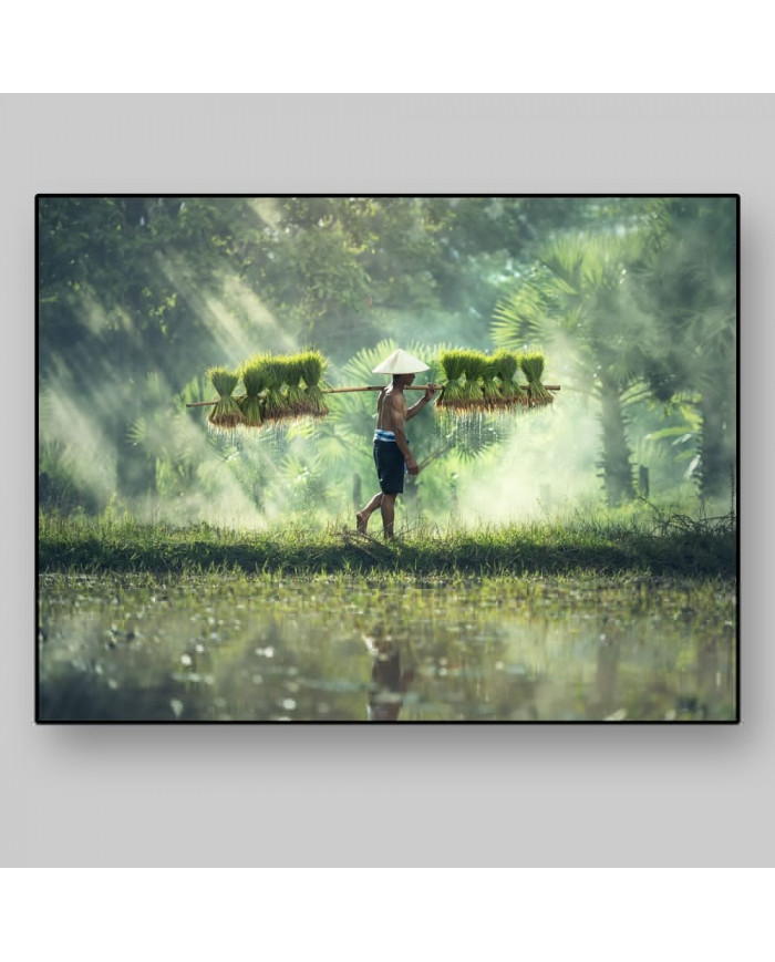 Campesino porteando grano, China