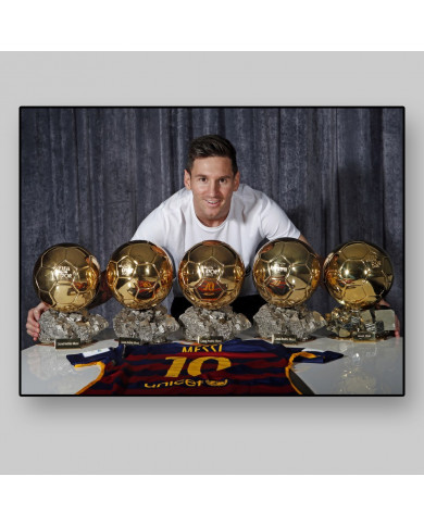 Lionel Messi con los 5 balones de oro Lionel Messi con los 5 balones de oro