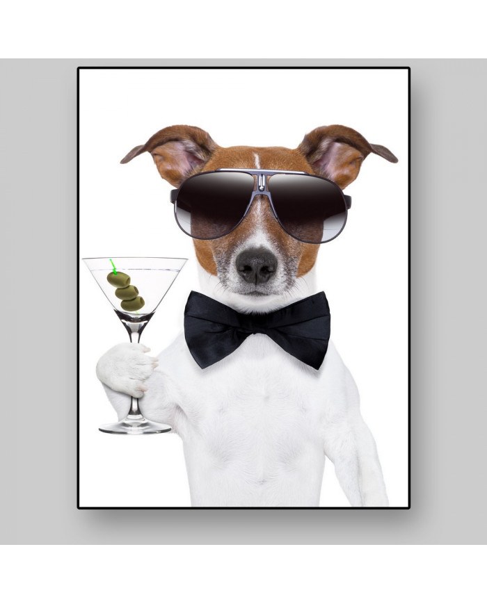 Perro afrancesado con un martini