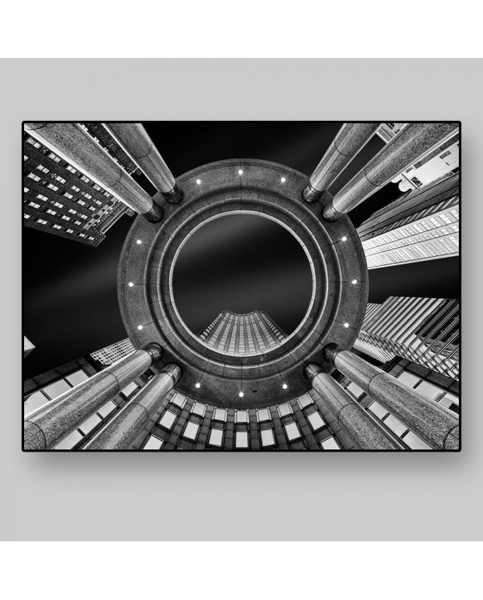 Vista nocturna de rascacielos, Nueva York