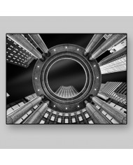 Vista nocturna de rascacielos, Nueva York