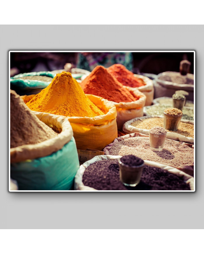 Mercado local con especias, India
