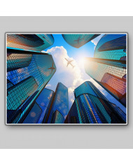 Rascacielos de Nueva York al paso de un avión, USA