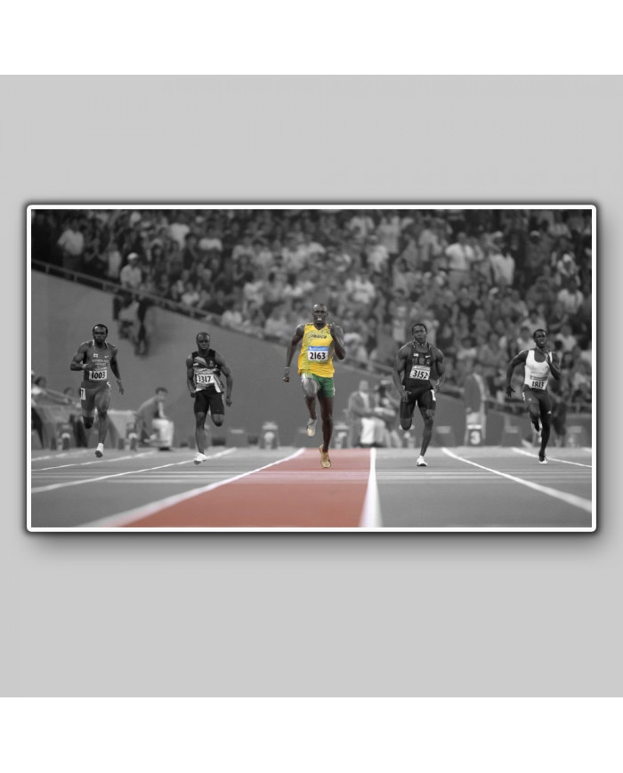 Usain Bolt en la final de 100 metros de Río, 2016