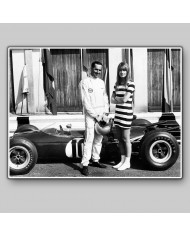 Françoise Hardy con el campeón mundial de Formula 1 Jack Brabham, 1966