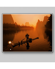 Pescador con cormoranes en el Río Li, China