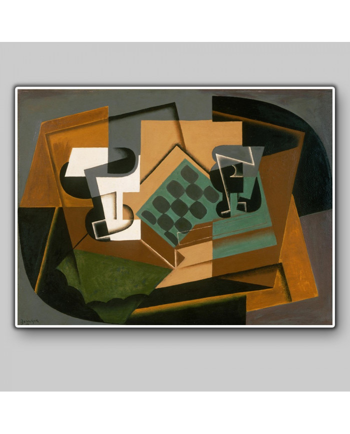 Juan Gris, Tablero de ajedrez, vaso y comida