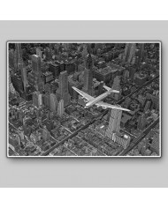 Vista aéra de un DC-4 volando sobre Manhattan