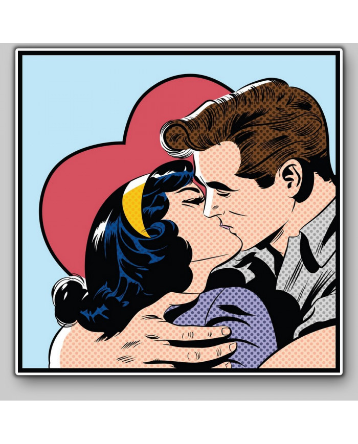 Pop Art illustration of a kissing couple