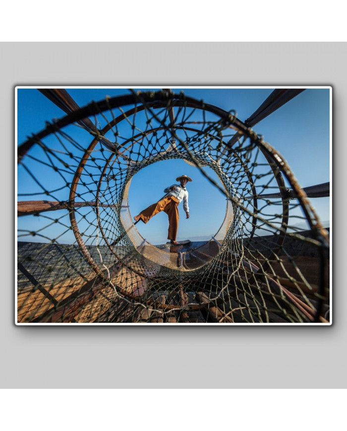 Pescador brimano, lago Inle, Brimania
