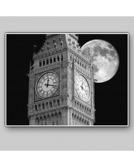 Big Ben con luna llena, Londres, UK