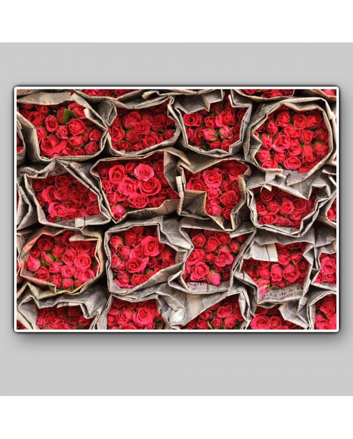 Ramo de rosas en un mercado en Guanzu, China