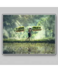 Campesino porteando grano, China