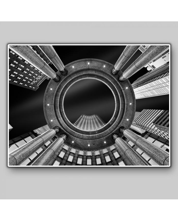 Vista nocturna de rascacielos, Nueva York