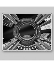 Vista nocturna de rascacielos, Nueva York