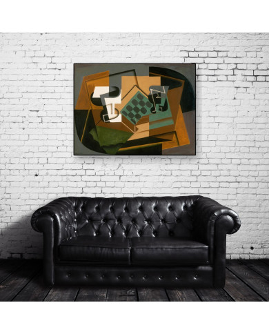 Juan Gris, Tablero de ajedrez, vaso y comida Juan Gris, Tablero de ajedrez, vaso y comida