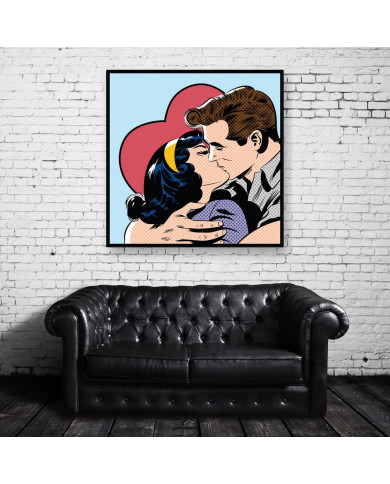 Pop Art illustration of a kissing couple Pop Art illustration of a kissing couple