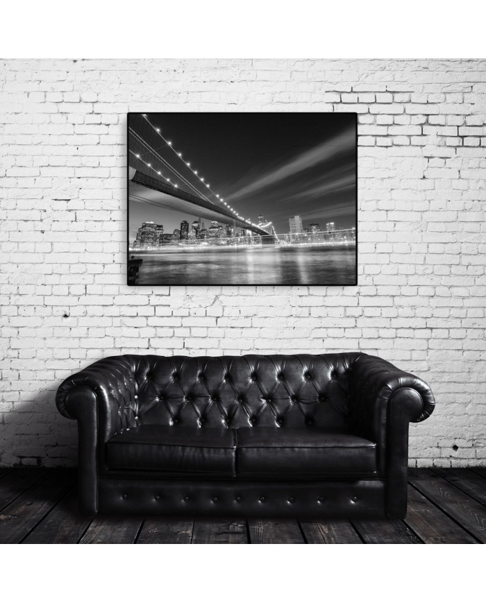 Puente de Brooklyn de noche, Nueva York, USA