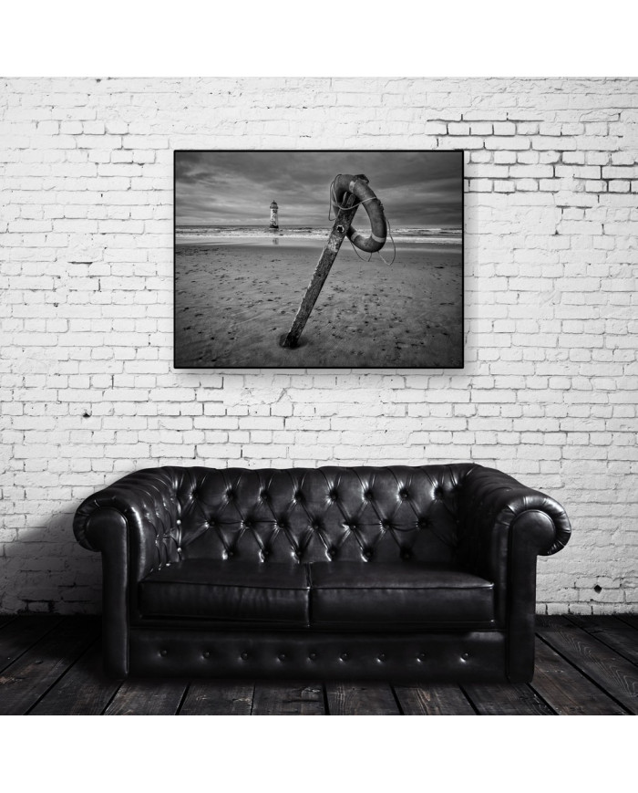 Faro en la playa de Talacre, Gales, UK