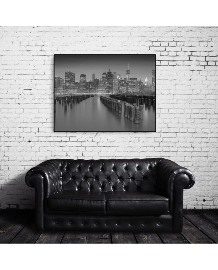 Rascacielos de Lower Manhattan desde el puente de Brooklyn, Nueva York, USA