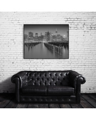 Rascacielos de Lower Manhattan desde el puente de Brooklyn, Nueva York, USA