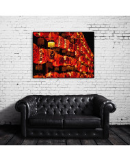 Lámparas chinas en un mercado de Hong Kong, China