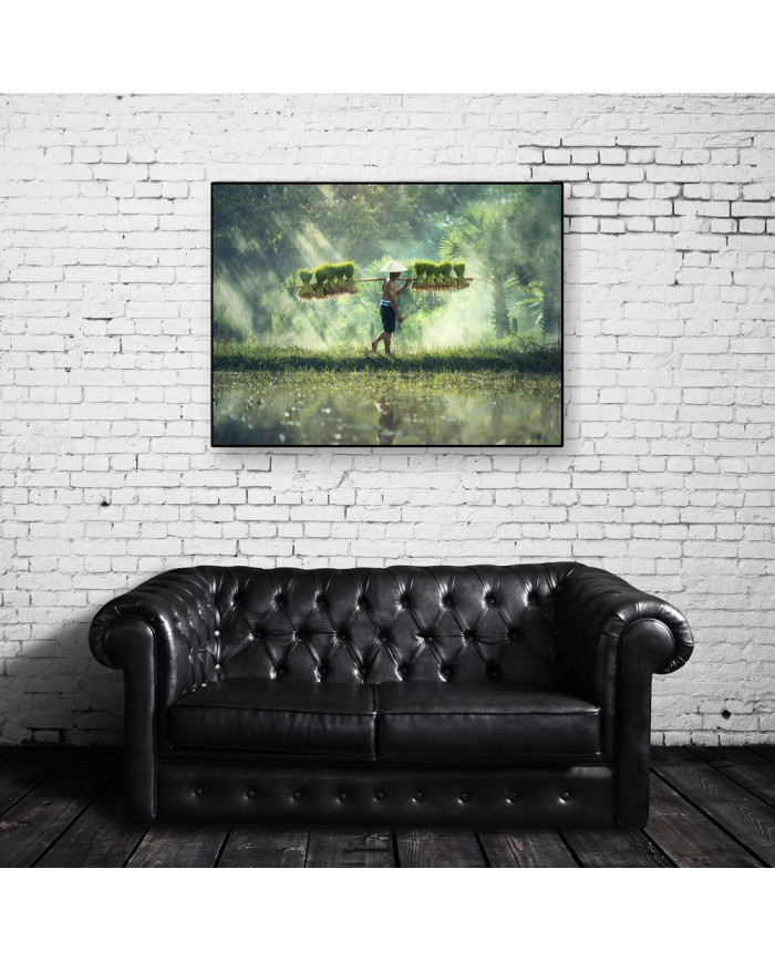 Campesino porteando grano, China