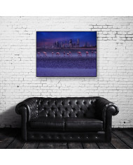 Flamencos frente al Skyline de Kuwait