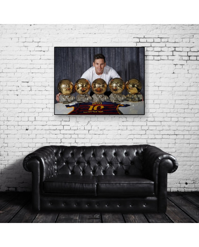 Lionel Messi con los 5 balones de oro Lionel Messi con los 5 balones de oro