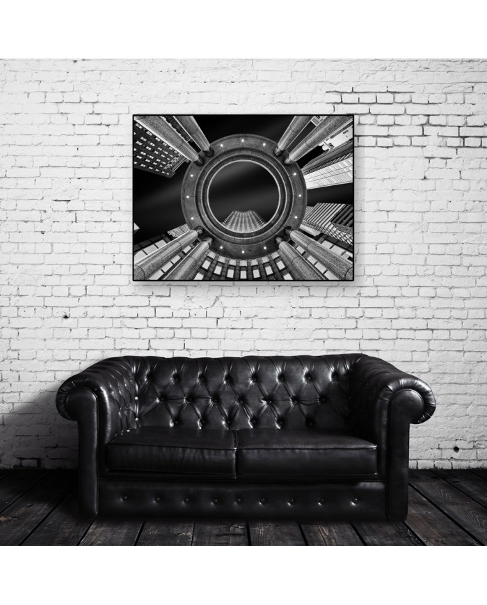 Vista nocturna de rascacielos, Nueva York