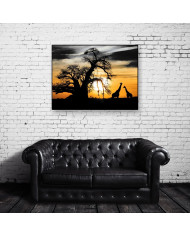 Sabana africana con baobab y jirafas