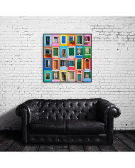 Collage de casas de Burano, Venecia, Italia