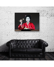 Geisha japonesa con sushi