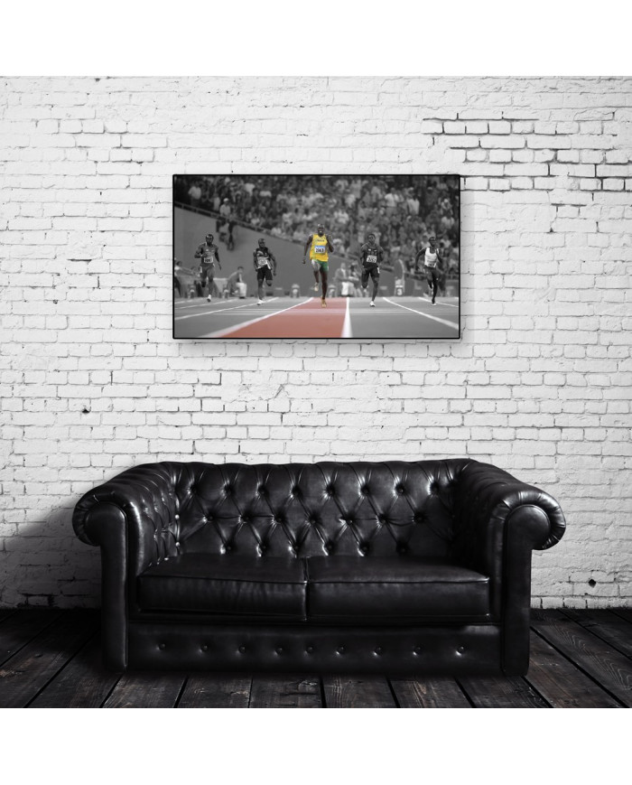 Usain Bolt en la final de 100 metros de Río, 2016