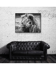 León con su cría, Parque Nacional Masai Mara, Tanzania