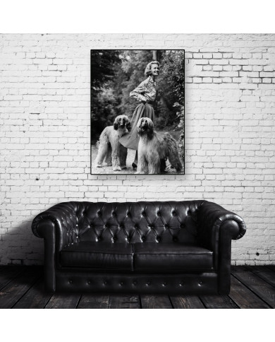Woman with two afghans dogs,1957 Woman with two afghans dogs,1957