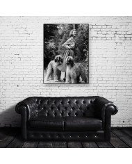 Woman with two afghans dogs,1957