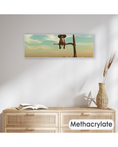 Elefante meditando en un paisaje surrealista Elefante meditando en un paisaje surrealista
