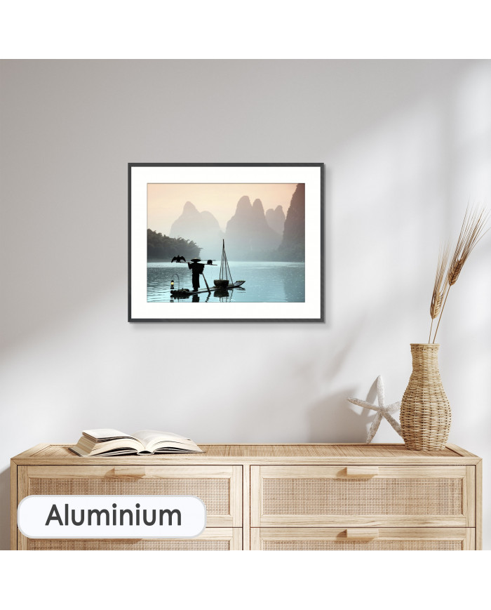 Pescador chino con un cormorán, China