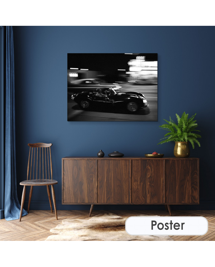 Steve McQueen driving on Sunset Strip, 1963