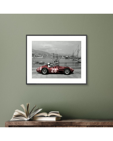 Sir Stirling Moss con su Maserati 250F, Gran Premio de Mónaco, 1956 Sir Stirling Moss con su Maserati 250F, Gran Premio de Mónaco, 1956
