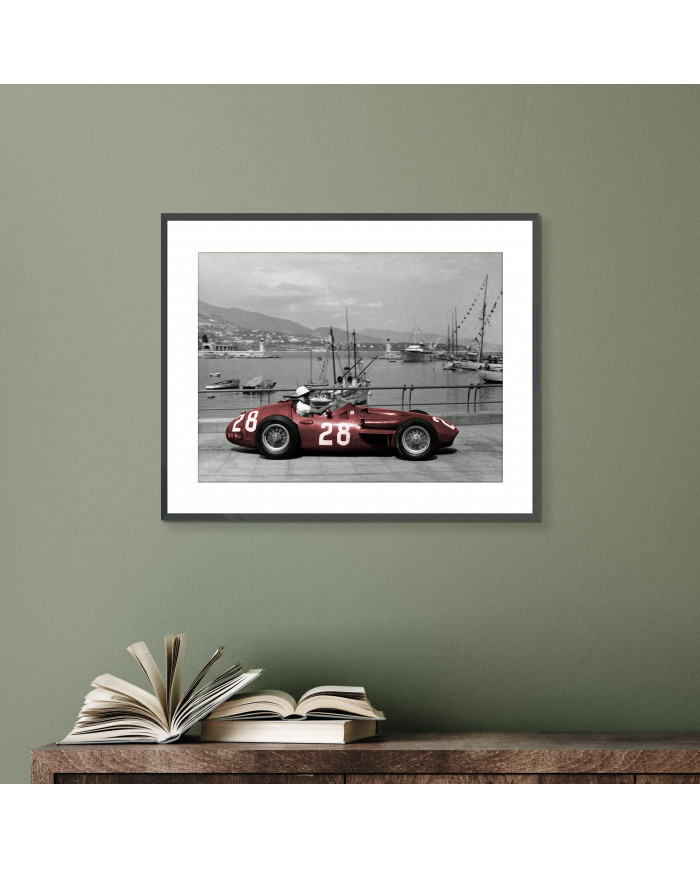 Sir Stirling Moss con su Maserati 250F, Gran Premio de Mónaco, 1956